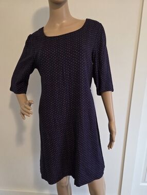 April Cornell Navy Blue Pink Polka Dots Dress